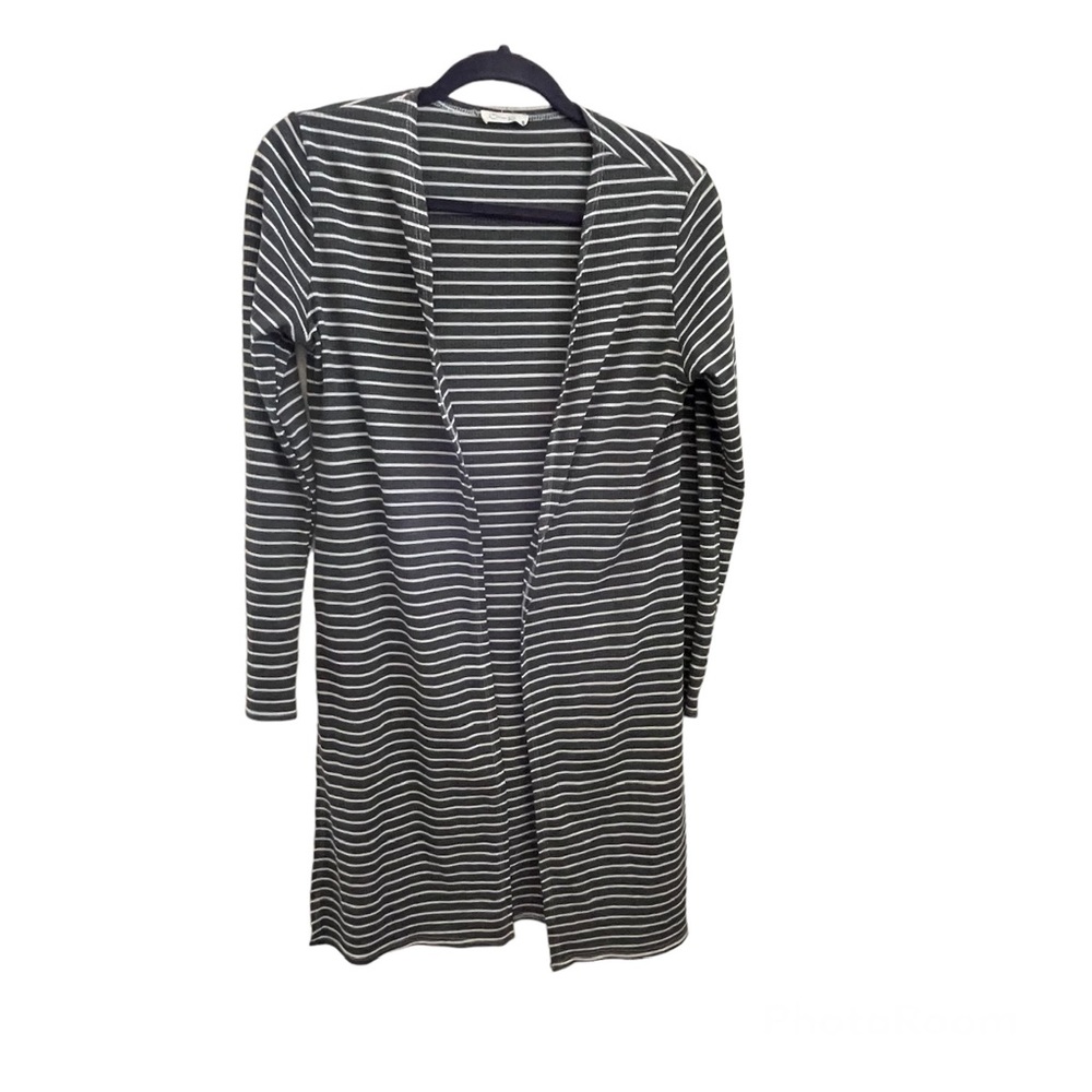 Olivia Rae Gray w/White Striped Cardigan Duster - L